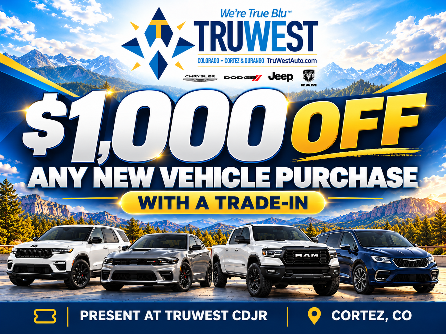 $1,000 off a new vehicle with trade-in