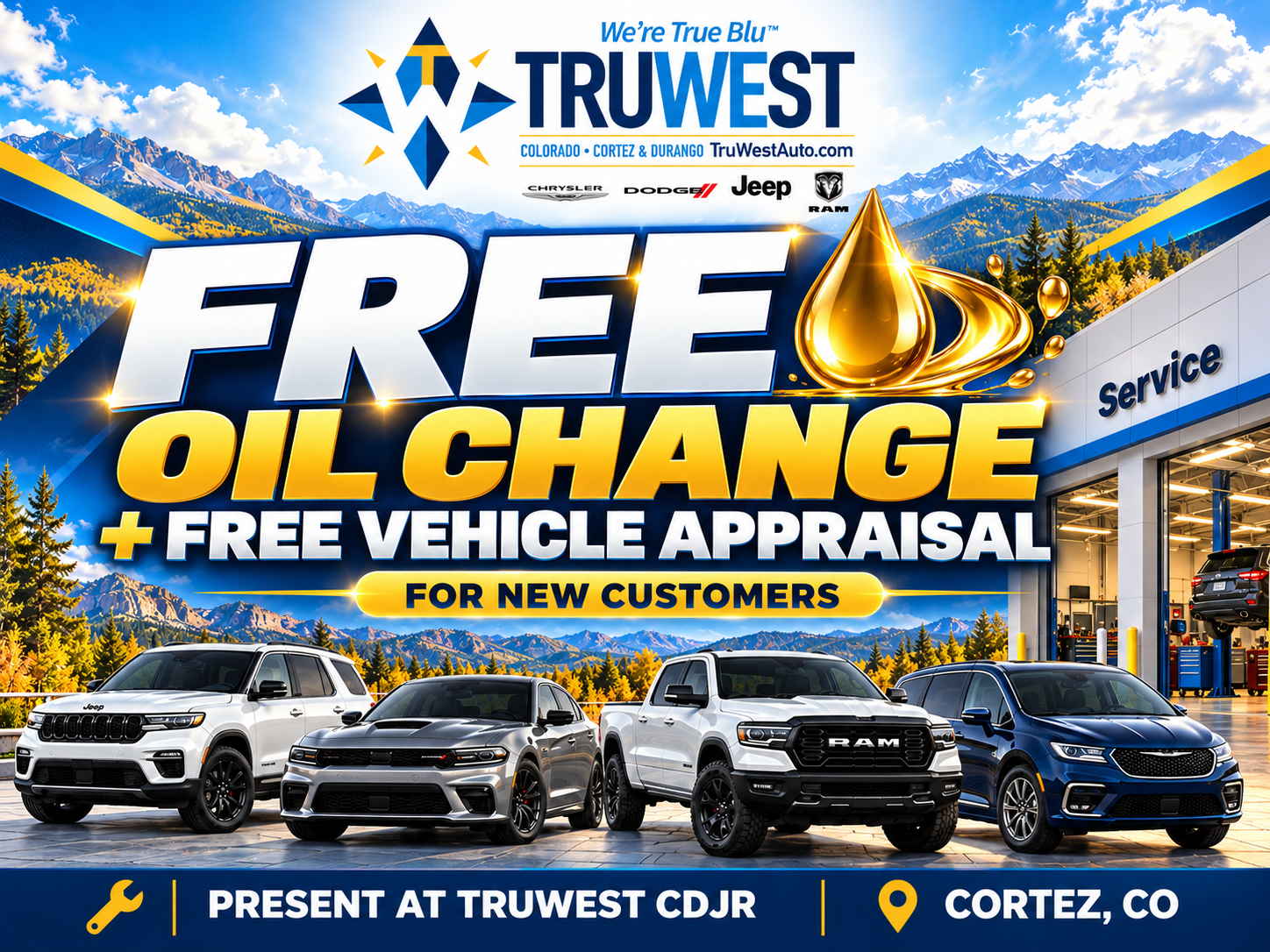 Free oil change + free vehicle appraisal