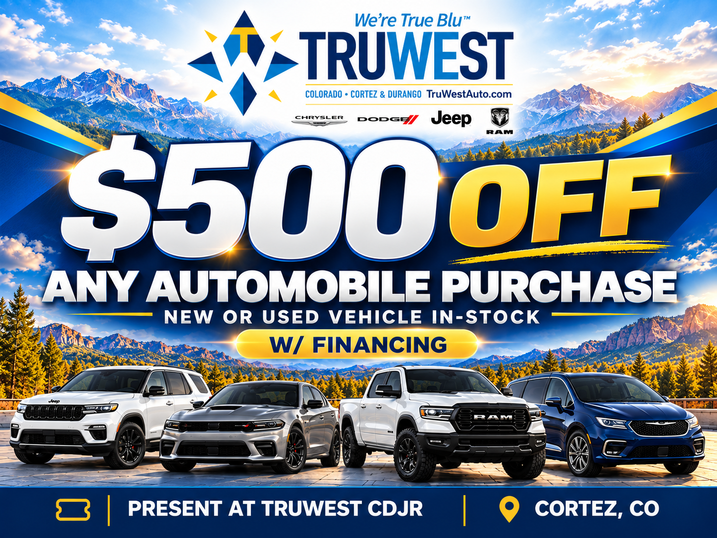 $500 off an in-stock vehicle with financing